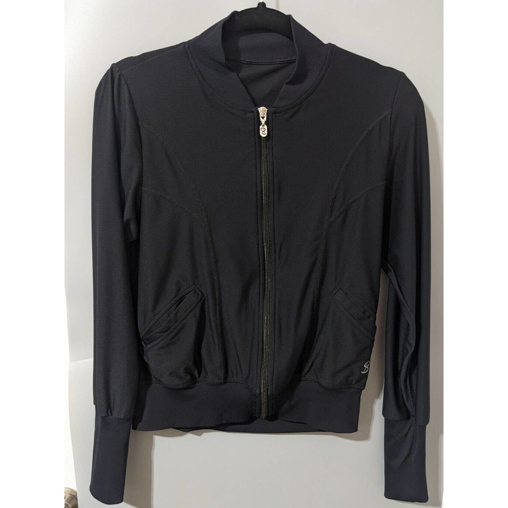 SOFIBELLA ATHLETIC ADULT XS BLACK ACTIVE ZIP-UP TENNIS JACKET